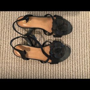 Dressy flat suede sandals